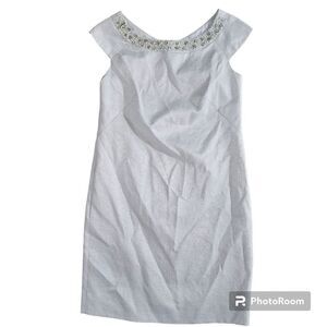 Pamella Roland Silver Jewel Collar Dress Size 6